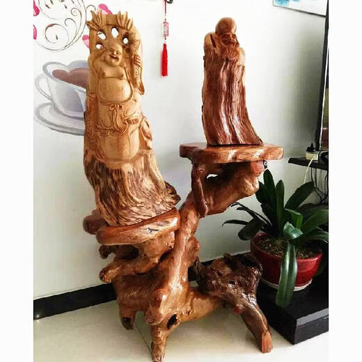 咏幻原木根雕花架树根天然摆件客厅多层盆景架鱼缸实木底座阳台 16857