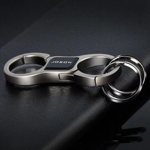 中邦（JOBON）汽车钥匙扣男士高档结实耐用腰挂锌合金锁匙扣高端链圈环挂件礼品 【铬色】赠号码牌（备注车牌号）