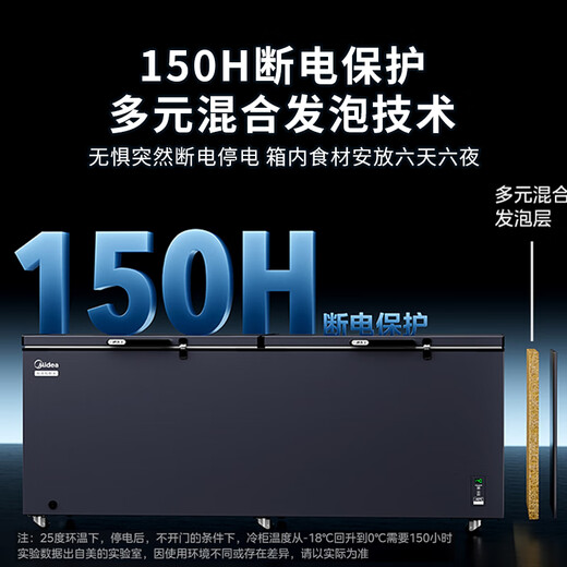 
Midea freezer commercial 360-liter ultra-large capacity freezer patented frost reduction and sterilization low noise level energy-efficient energy-saving and electricity-saving horizontal quick freezer commercial freezer 719-liter BD/BC-719DKEM Racing Blue