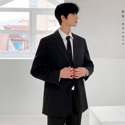Lieyan suit complete set for male teenagers, high school students, college students, male graduation defense, interview, adult ceremony, club set, five pieces, belt + suit + short-sleeved shirt + tie + trousers 2XL. Follow the store for priority delivery