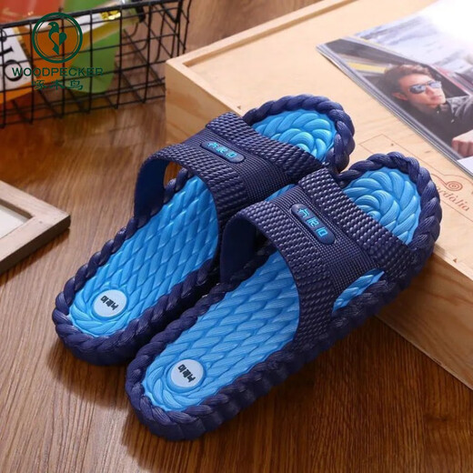 Zapatillas para hombres de pájaros carpinteros en verano, baño de baño suave de baño, baño, baño plano de baño, sandalias de pareja para mujeres 9859 [Naranja negra] 36-37 (adecuado para 35-36 desgaste)