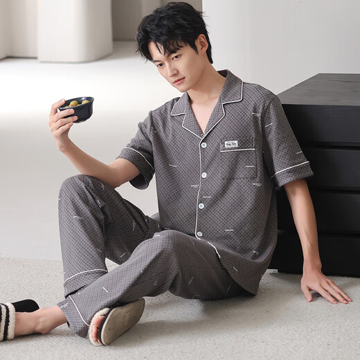 Herren-Pyjamas Frühling und Herbst Langarmgeschwindige Freizeitkleidung mit großer Set N9859 175 L