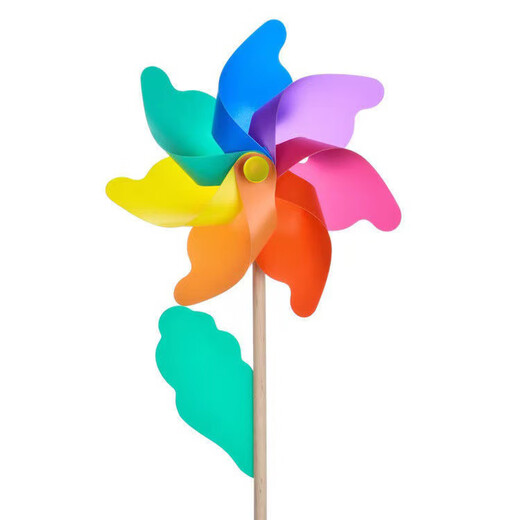 Decoración de viento de madera tradicional Decoración al aire libre Decoración de dos pisos Toyes para niños Actividad del campus Big Windmill Colorful Windmill de 32 cm con 50 cm de poste de madera