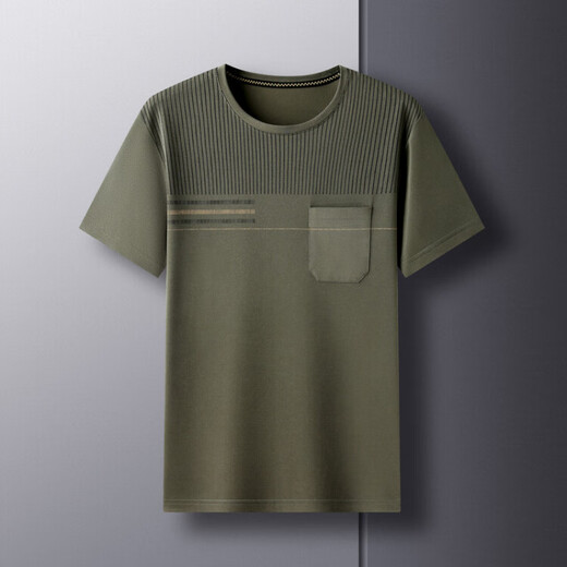 MrjeysXs Sommer loser runder Hals halbärmeliges Hemd Daddy Top kurzärmelig T-Shirt mittleren Alters und ältere Tascheneis Seiden Schnelltrocknende Freizeit Halb Navy 693 M 165 Empfohlen 90-118 Jin [Jin gleich 0,5 kg]