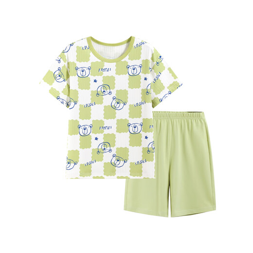 
Yu Zhaolin (YUZHAOLIN) boys pajamas summer thin children's home clothes set medium and large children's clothes children's clothing Nuannuan plaid