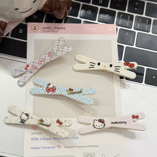 Sweet girly heart KT cat hairpin cute cartoon student bangs clip side clip ins high-looking hairpin hair accessory KT cross hairpin random one