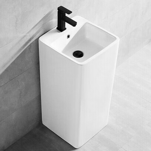 科勒（KOHLER）方形立柱洗手盆简约陶瓷连体立柱盆卫生间立式小洗手水池 829盆+陶瓷下水