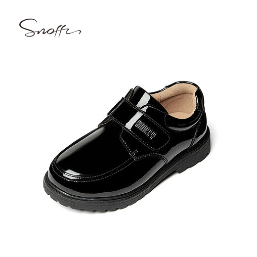 Snuffy boys student leather shoes campus performance shoes children's black leather shoes suit small host dress shoes bright black 40