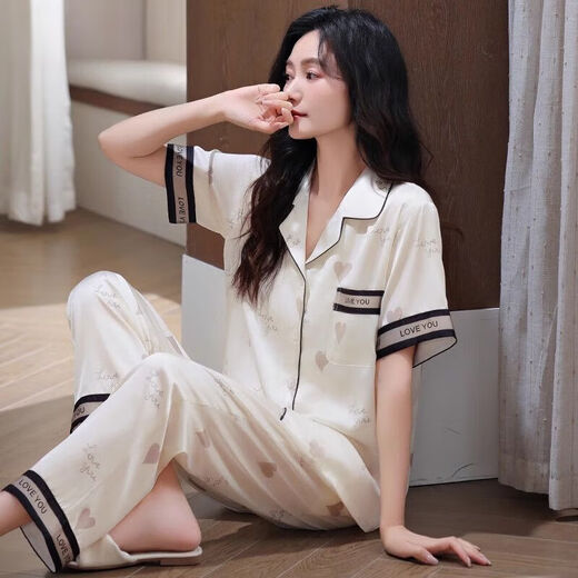 雅鹿高端睡衣女夏季短袖长裤套装夏天薄款2025年新款感家居服 6626 M (建议穿着体重80-100斤)