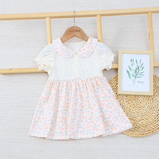 Ouyuan Baby Floral Girls Dress New Style Summer Summer Pure Cotton Princess Dress Thin Cute Style 12006X Doll Collar Floral Dress ~Pink 100