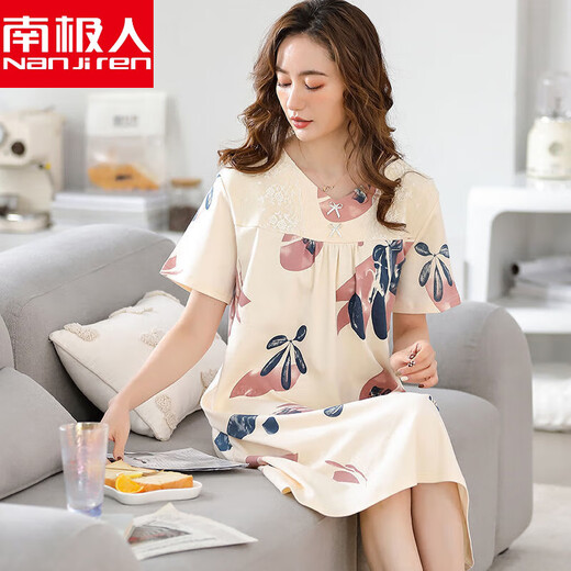 Antarctic pajamas women's summer nightgown modal cotton short-sleeved summer nightgown thin style middle-aged and young mothers' home clothes Y9906 M (80-100Jin [Jin equals 0.5 kg])