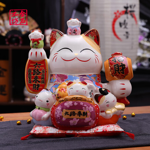Ni Zhier Jinshi Workshop Cash Desk Facai Cemic Piggy Bank Хранилище может крупные подарки кошки 1049 Fugui Youyu Piggy Bank большой [Presale]