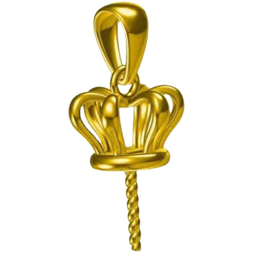 QIWNDIY pearl accessories plated with 18K gold pendant buckle pearl beeswax pendant empty support thickened necklace pendant accessories D type full zircon large crown plated with 18K gold
