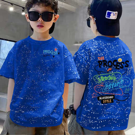 
Disney boys T-shirt 10-15 years old new 2025 summer new pure cotton T-shirt mid-large children's clothing top Korean version New 854 black double-sided printing-black-pure cotton 140 cm high quality