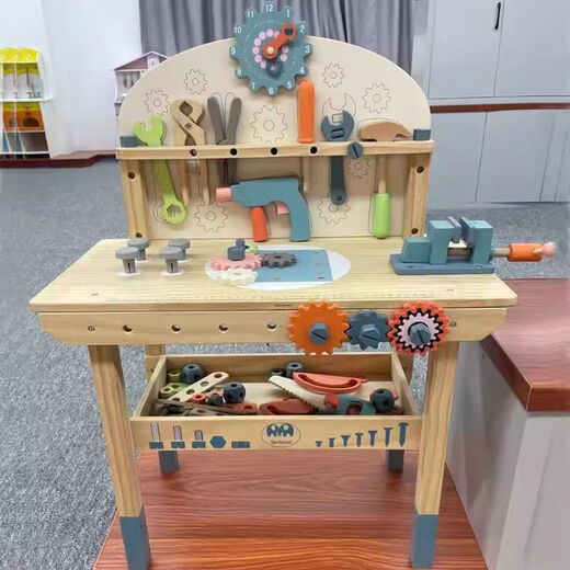 过家家玩具木制维修工具台儿童动手脑能力锻炼培养早教模仿 YLB 绿色大号工具台+配件 工厂