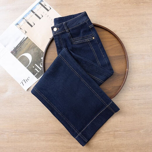 Qiafan (Qiafan) Fashionable Blue Blue Denim Pantalon à jambes larges Vêtements féminins 2025 Spring and Automne Nouveau pantalon droit de neuf points en baisse de neuf points Bleu-9903 m 27 suggérer 95-105jin [Jin est égal à 0,5 kg]