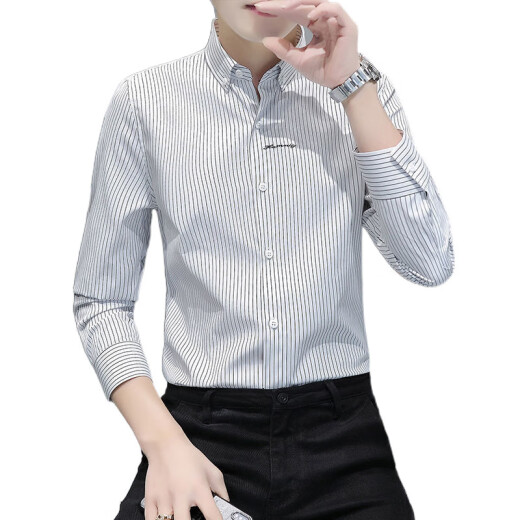
FHHUABD spring and autumn casual long-sleeved shirt for men's anti-wrinkle slim-fit inch shirt trendy business new style shirt for men 829 black [model] Regular M Reference 90-110Jin [Jin equals 0.5 kg]