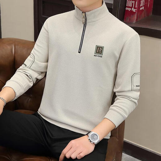 HUALIN FASHION男士半拉链恤长袖休闲百搭新款春秋季卫衣 6188黑色 M 90-110斤