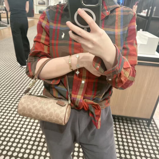 CoaCH (COACH) new NolitaBarrel pencil bag wrist bag official genuine CW809 IMXHE Maillard color printing