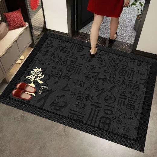 脚垫入户门口地毯防水防滑高级新款门地垫耐脏耐磨免洗别墅豪宅感 YA-679-吉祥如意2025【灰色】 90*120CM【店长推荐升级款】