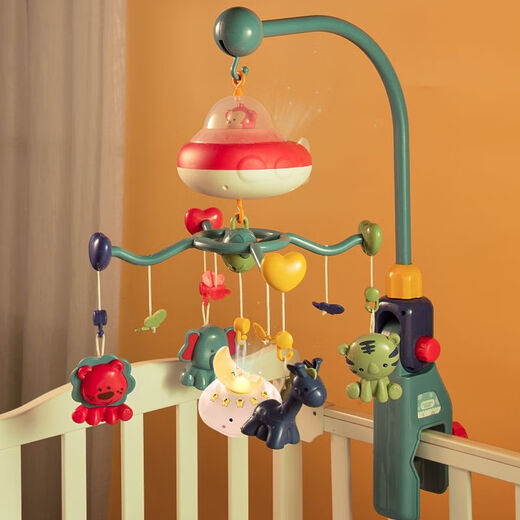 Jule Baby Ju Le Baby Neugeborene Krippe Bell Baby Kinderwagen Bett Anhänger Rotary Bett hängen Klingeln Block Baby Wind Glockenspiele auf der Bett Standard Edition - Red Remote Control + Batterie Modell + Geschenkboxpackung