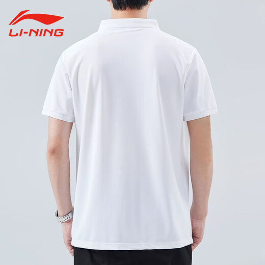 Li Ning Bádminton Polo Camisa de la altura de solapa corta para hombres Camiseta 2024 Summer New Sports Algodón transpirable Aplv687-1 White XL