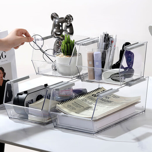 [Good Office Helper] A4 Storage Box Basket Desktop Transparente Acrylbücher Dokument Papierbuch Make -up 4877. Seite U Transparent Korb - mittelgroß 1 Haustier hoch