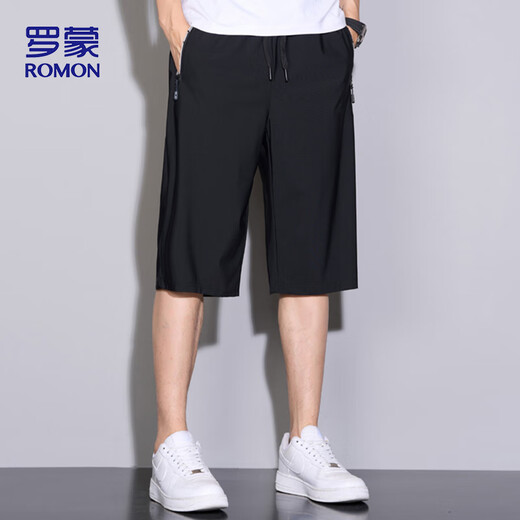 
ROMON (ROMON) sports shorts men's summer breathable thin loose casual running beach pants cropped pants ZH9877 black 4XL