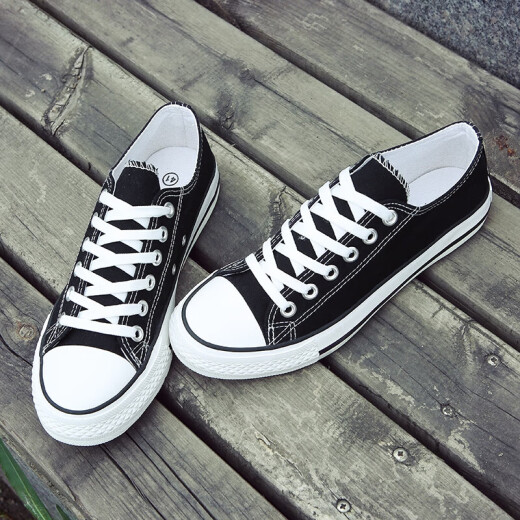 
European Pastoral couple canvas shoes for men 2025 summer new low top casual sports shoes for men trendy and versatile (PJ) 6621 black 36