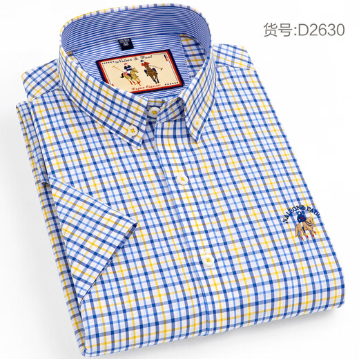Olester Paul Camisa a cuadros de alta gama Camisa a cuadros de la algodón de algodón de algodón de algodón de manga larga de manga larga para hombres Midumn Story Middle-Edge Middle-Edge [manga corta] D2629 44 /4XL