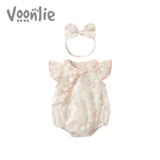 
Fanhunting baby clothes summer clothes newborn bags baby girl onesie princess full moon 100 days ha-shirt summer M9925 meters white 90cm