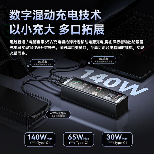 ThinkPlus New 3C Certification Lenovo Frontier 140W Fast Charge 20000 mAh Laptop Power Bank Savior y7000pPD Agreement Applicable for Apple 17 Huawei Lenovo