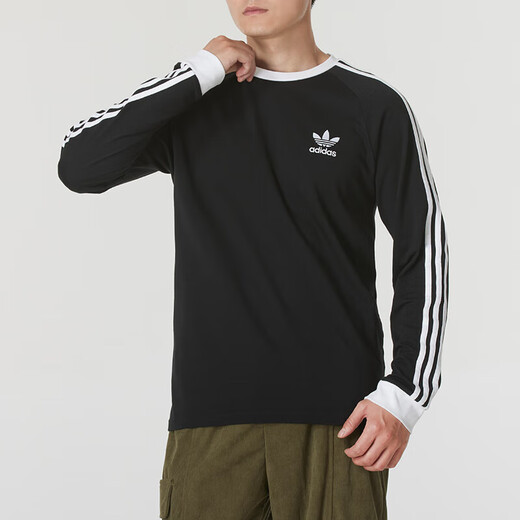 阿迪达斯 （adidas）三叶草男装女装 2025春季新款情侣修身长袖T恤棉质透气休闲运动服 IA4877 S