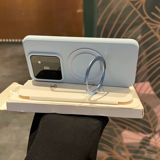 Quansu Suitable for Xiaomi 15Pro mobile phone case, new 360 swivel stand, Xiaomi 14pro liquid silicone anti-fingerprint simple matte women's anti-fall skin feel all-inclusive 17Pro dirt-resistant blue mist blue liquid silicone comes with 360 swivel stand Xiaomi 15 Pro