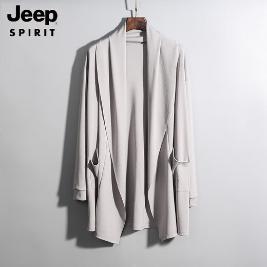 
JEEP SPIRIT summer windbreaker men's mid-length sunscreen men's thin coat spring and autumn handsome cape Korean student jacket trend 9901 cape black 2XL