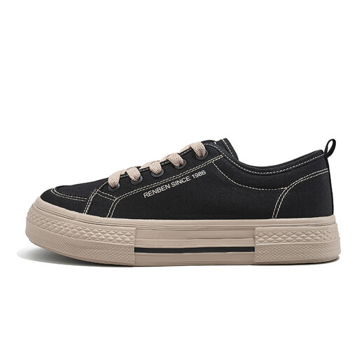 Chaussures en toile Renben Chaussures pour femmes printemps et automne chaussure de chaussures pour hommes respirant le couple noir marron noir (toile) 41 (style masculin)