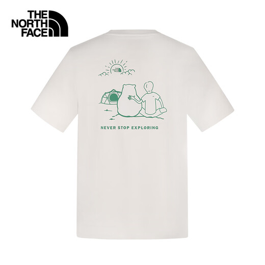 北面（The North Face）【都市经典系列】短袖T恤小熊 情侣款男女户外圆领25年夏季8F5R QLI/米白色 M