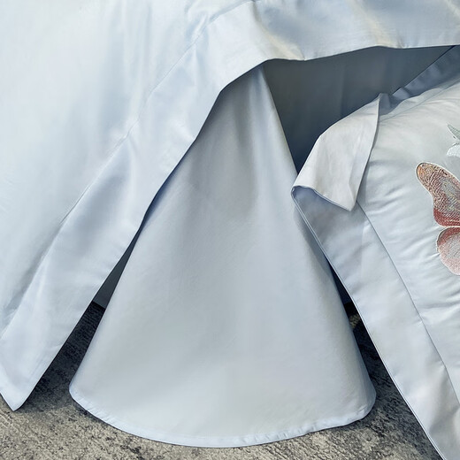 Mercury series light luxury and high-end sense 180-count satin long-staple cotton four-piece set 100% cotton pure cotton quilt cover 2025 new bedding 4 Class A maternal and infant grade pure cotton 100% Si-Sky Blue 1.8 Sheet Style Four-piece Set Quilt Cover 200*230