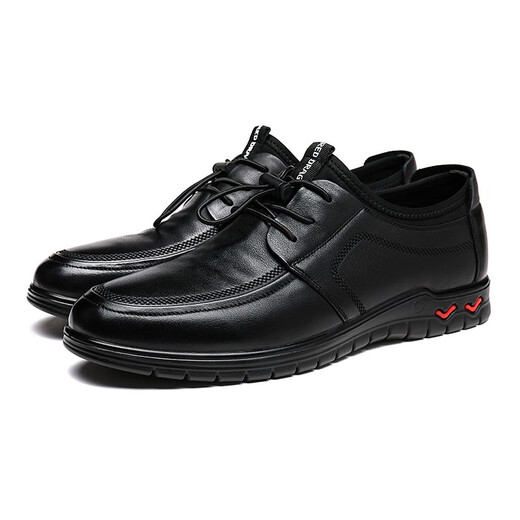 Foot Dragonfly Flagship Store Lederschuhe Herbst neue Stil Schuhe Vielseitige trendige Top-Sport-Schnüre-up-Weichleder-Lederschuhe Schwarz WTA12127 38 38