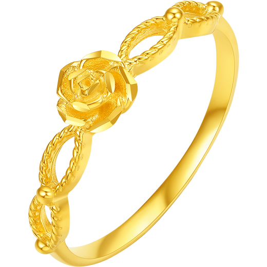 Saturday Blessing Yellow 18K Gold Ring Women's Rose Flower Birthday Gift C0114757 No. 14