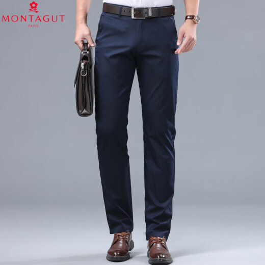 Montagut Business Pantals décontracté pour hommes 2025 Été mince pantalon de coton haut de gamme en coton haut de gamme 9928-1 kaki 29
