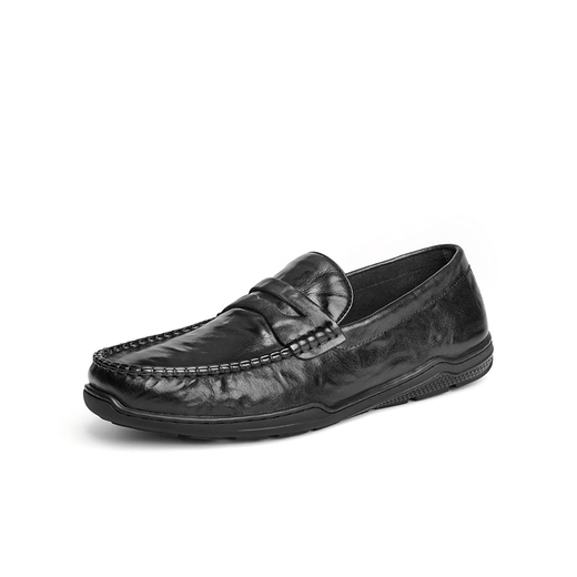 Belle BELLE Men's Shoes 2025 Spring New Slip-On Casual Beanie Shoes Cowhide Pleated Slip-on Loafers A1584CM Black 39