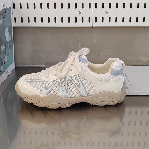 真皮网面小白鞋透气鞋子夏款2025新款夏季单网运动鞋轻便软底 米兰xa866-117 36