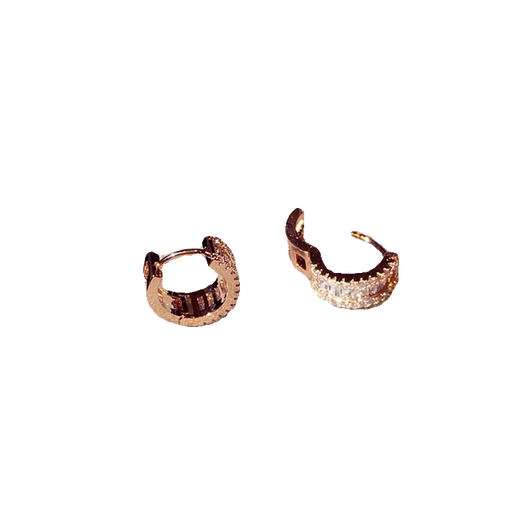 QUAMER18K Rose Gold Earrings 2025 New Style Earrings Hoop Light Luxury Niche Design Ear Jewelry Hoop Diamond Earrings*Rose Gold