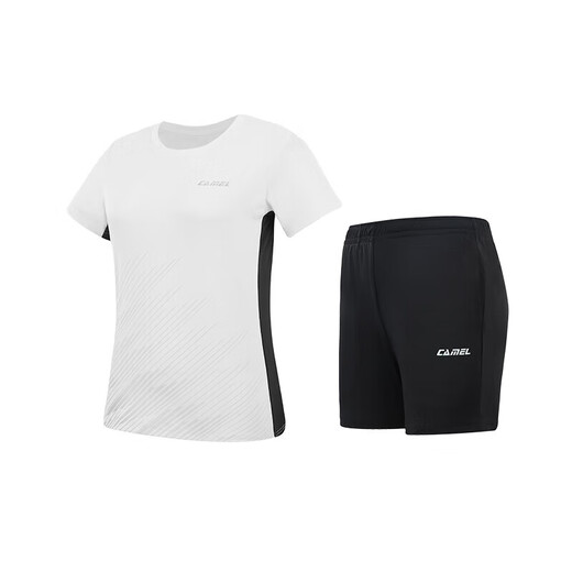Camel (CAMEL) badminton uniform for women's sun protection quick-drying sports two-piece set Y1S1TLF653A5 white/black L