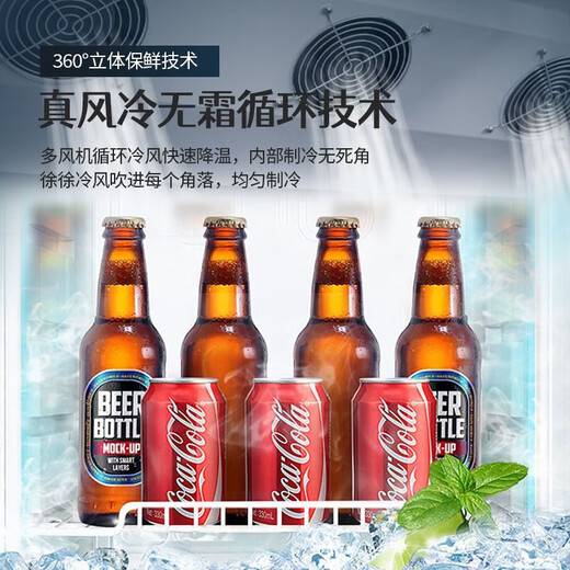Snowflake large-capacity beverage cabinet commercial freezer direct refrigeration display cabinet wine cabinet pure air-cooled frost-free fresh cabinet supermarket glass door refrigerator vertical beer cabinet large single door丨energy-saving and efficient copper tube丨air direct cooling 2026 new upgrade丨360 cycle rapid cooling