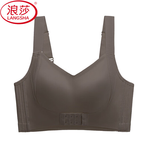 浪莎（LangSha）大胸显小内衣女全罩杯厚无痕调整收副乳防下垂大码文胸罩2025 咖色-单件【大胸前扣0.2CM】1283 75B M 适用CD/75E