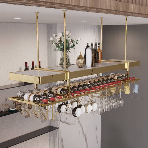 Yonghuan Bar Hangre de suspension Bar suspendu en verre à vin rouge Stand Down Armoire suspendue Luxury Luxury en acier en acier inoxydable Rack de gobelet Hangle de gobelet Rack Titanium Gold Style 12035