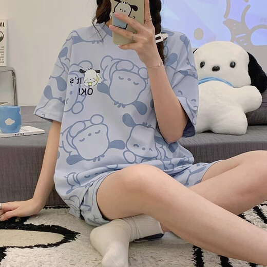 Jingpu fei Sommer großer Pyjamas für Frauen losen dünne Stil-Promi-Hauskleidung 200 Jin [Jin gleich 0,5 kg] kann getragen werden.