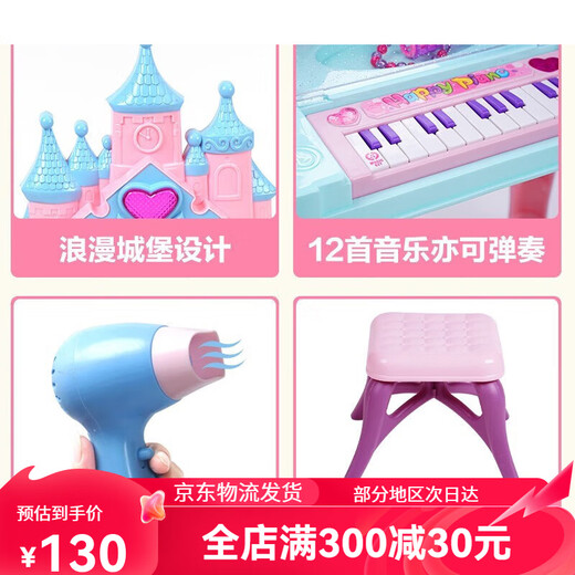 Children's house play toy dressing table simulation mini electronic piano piano toy princess table and chair prop set for women